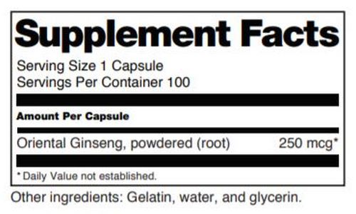 Supplement Facts Label: Dietary supplement of an herb